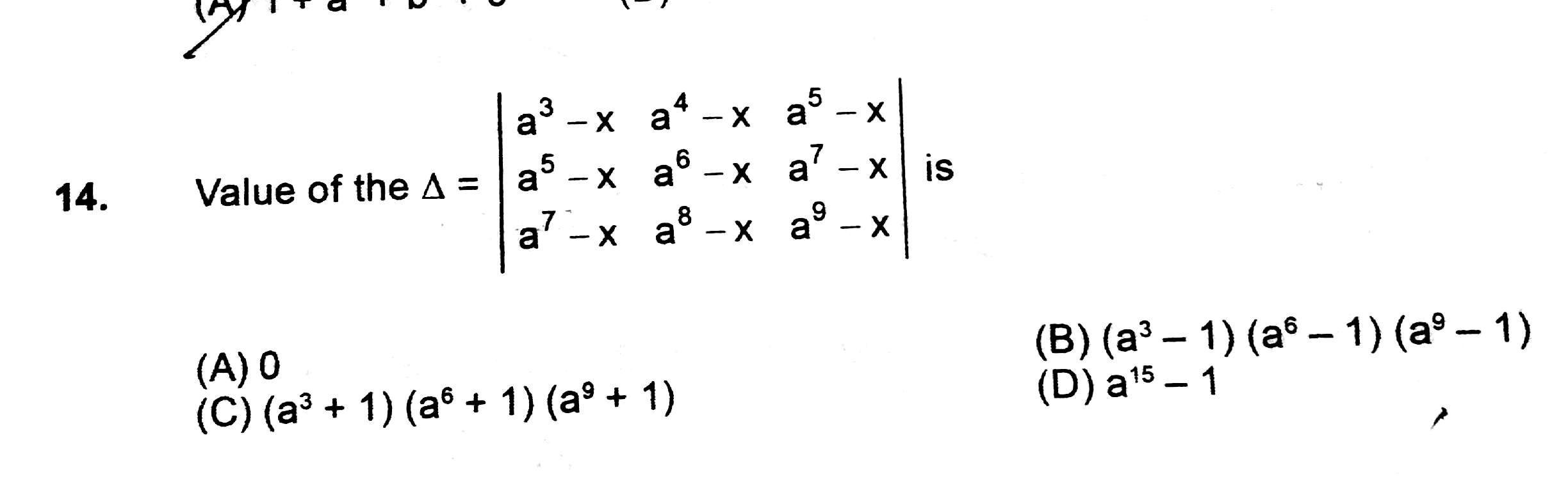 Question image for I need to find the value of the attached determina